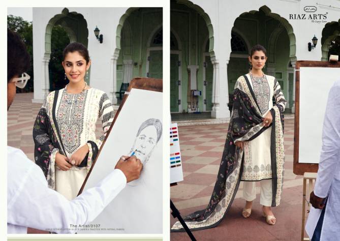 The Artist By Riaz Arts Printed Lawn Karachi Cotton Dress Material Wholesale Shop In Surat
